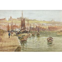 John Wynne Williams (British fl.1900-1920): Whitby Harbour with view of Abbey, watercolour signed 23cm x 34cm
