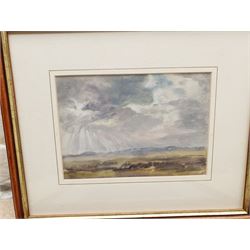 Thomas Hudson (British 1844-1920): 'A Recollection of Cox' and Sun Through the Clouds, pair watercolours, one signed titled and indistinctly dated on original label verso 12cm x 17cm