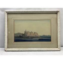 Hirst Walker (Staithes Group 1868-1957): 'The Rock of Linus', watercolour signed, titled verso with artist's Scarborough address 31cm x 53cm
Provenance: from the estate of Ian Hirst Walker, the artist's great nephew. These have never been on the market before; exh. Royal Academy 1930 No. 870. 