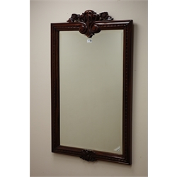  Classical style mahogany framed bevel edge wall mirror, W67cm, H111cm  