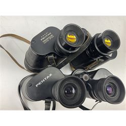 Six cased pairs of Pentax binoculars, comprising 10x50 Field, no. 604, Asahi 7x50, Asahi 10x50, Asahi 8x40, Asahi 16x50,  Asahi 10x50 No. 62611