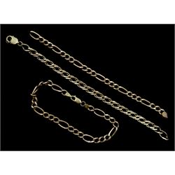 Three 9ct rose gold link bracelets