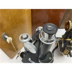 Three microscopes, comprising Swift and Son, Beck model 22 no 5512 amd E. Leitz Wetzlar no 113555, all boxed