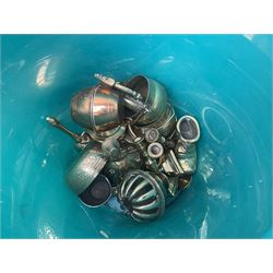 Tapestry fire screen, together with walking sticks, barometer, brass charger etc 