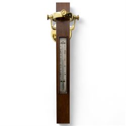 Late 19th-century rosewood improved marine barometer, the bone dial signed 