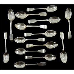 Eight silver teaspoons fiddle pattern by Joseph Rodgers & Sons, Sheffield 1894/1904, six others three by Henry Holland, all hallmarked, approx 10oz