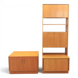 G Plan - Mid 20th century teak units, comprising tall shelving unit with cupboard sections...
