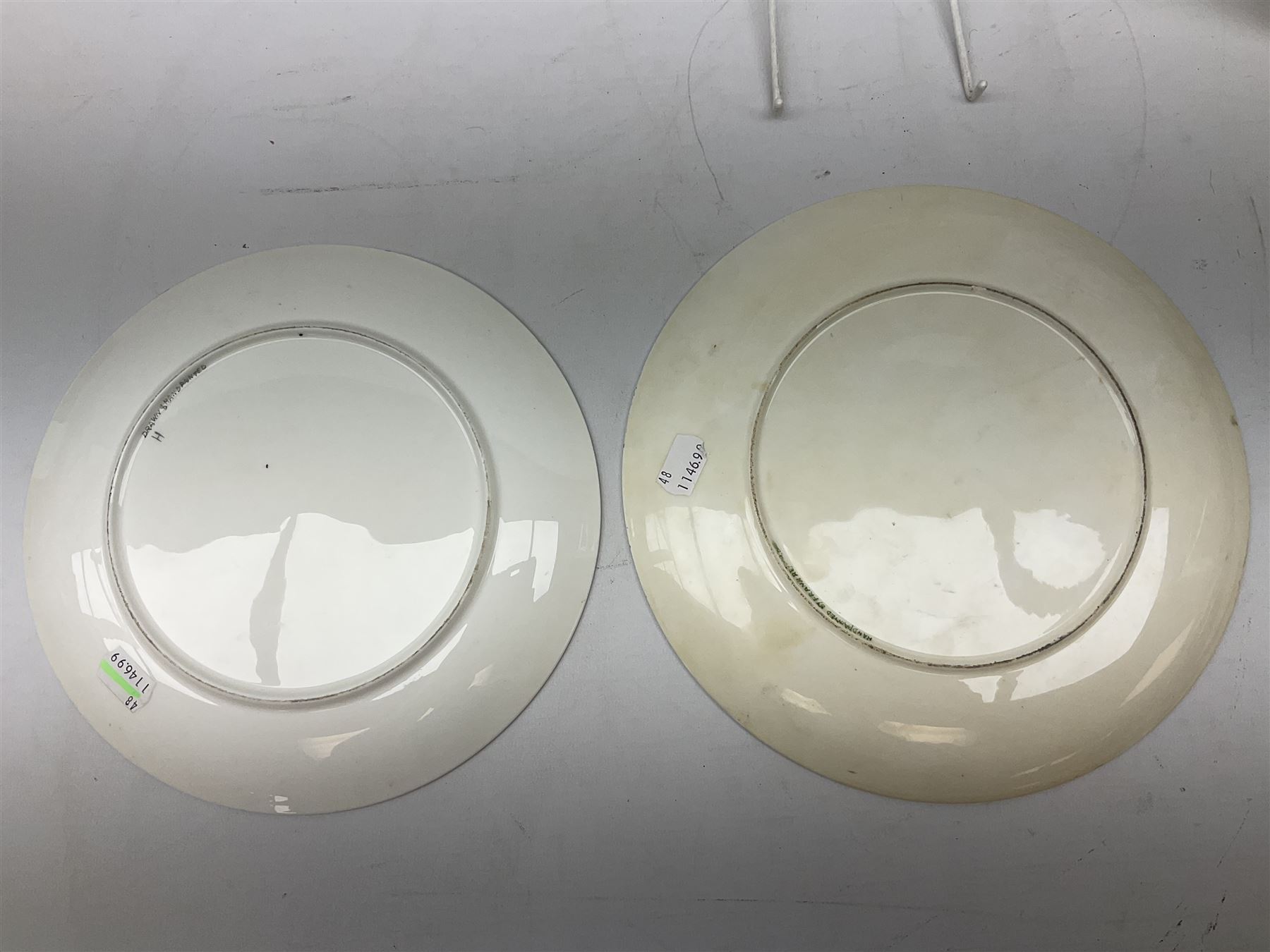 Four Frank Reynolds figures of ladies together with five plates painted by the same artist