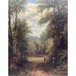 Joseph Mellor (British 1850-1885): 'Path through the Wood - Horsforth', oil on canvas signed, titled verso 44cm x 34.5cm 