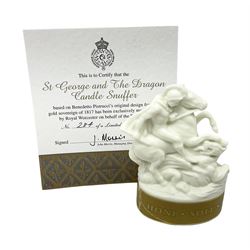 Royal Worcester limited edition 284/1817 St. George and the Dragon candle snuffer, with certificate, H9.5cm