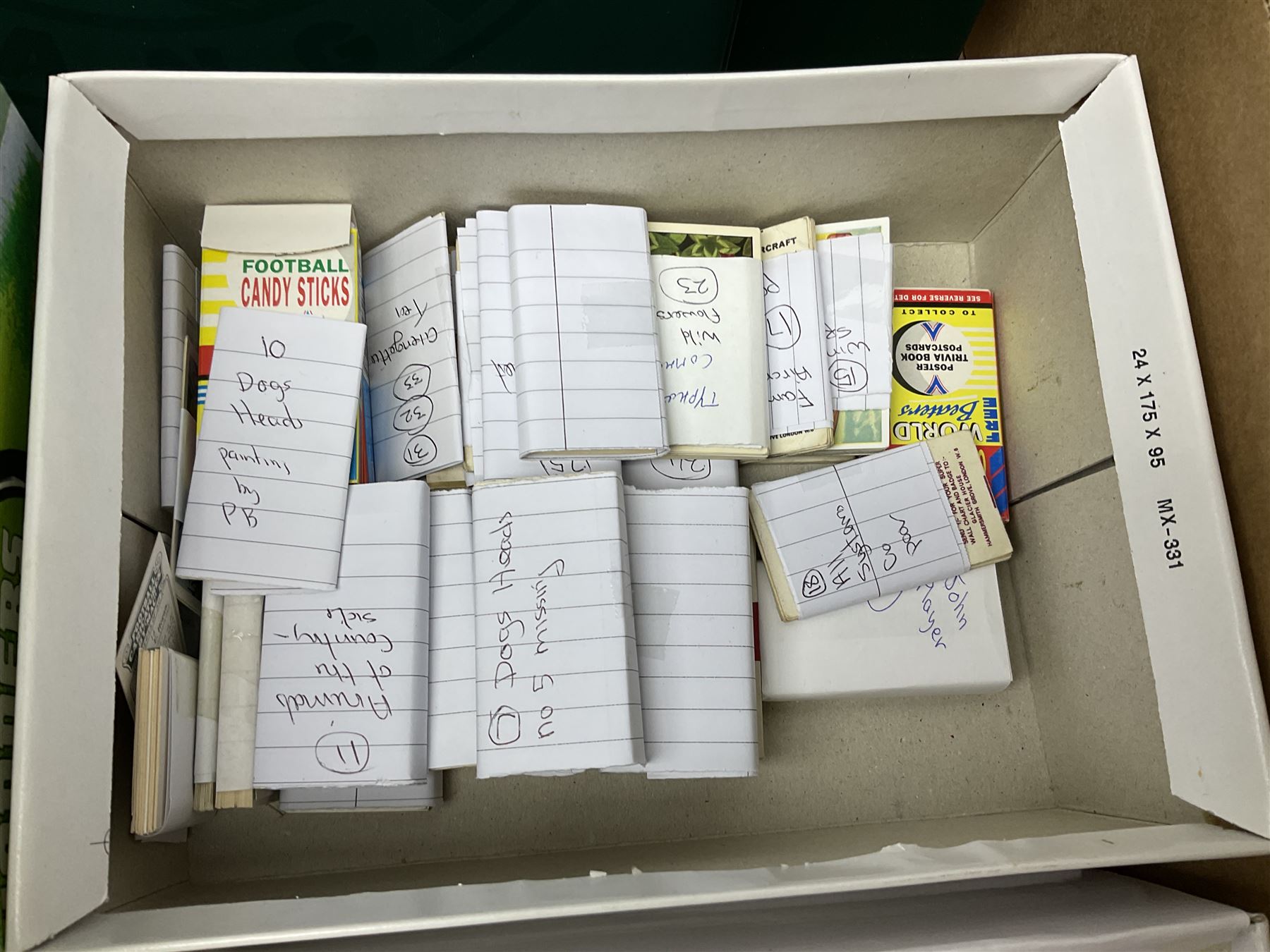 Quantity of trade cards, housed in ring binder albums and loose, including Twinnings, Lyons, PG Tips, Hornimans, Ty-Phoo etc and various unused official paper albums, in two boxes