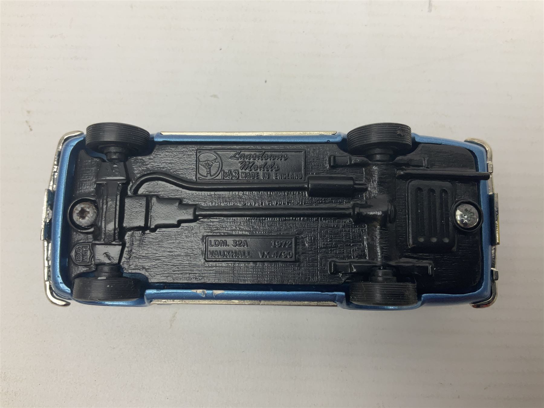 Three Lansdowne Models 1:43 scale models - 1956 Willerby Vogue Caravan; 1960 Bedford Dormobile Romany De-Luxe in green and white; and 1972 Vauxhall VX4/90 (Sapphire Starmist-met); all boxed (3)