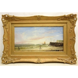  Thomas Rose Miles (British 1844-1916): 'Evening on the Beach near Cromer', oil on canvas signed, titled and signed verso 20cm x 38cm  Provenance: with The Barn Gallery, Worcester, label verso  