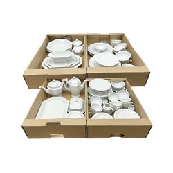 Rosenthal Classical Rose tea and dinner service for eight, including teapot, coffee pot, milk jug, covered sucrier, cups and saucers, dinner plates, serving dishes etc 