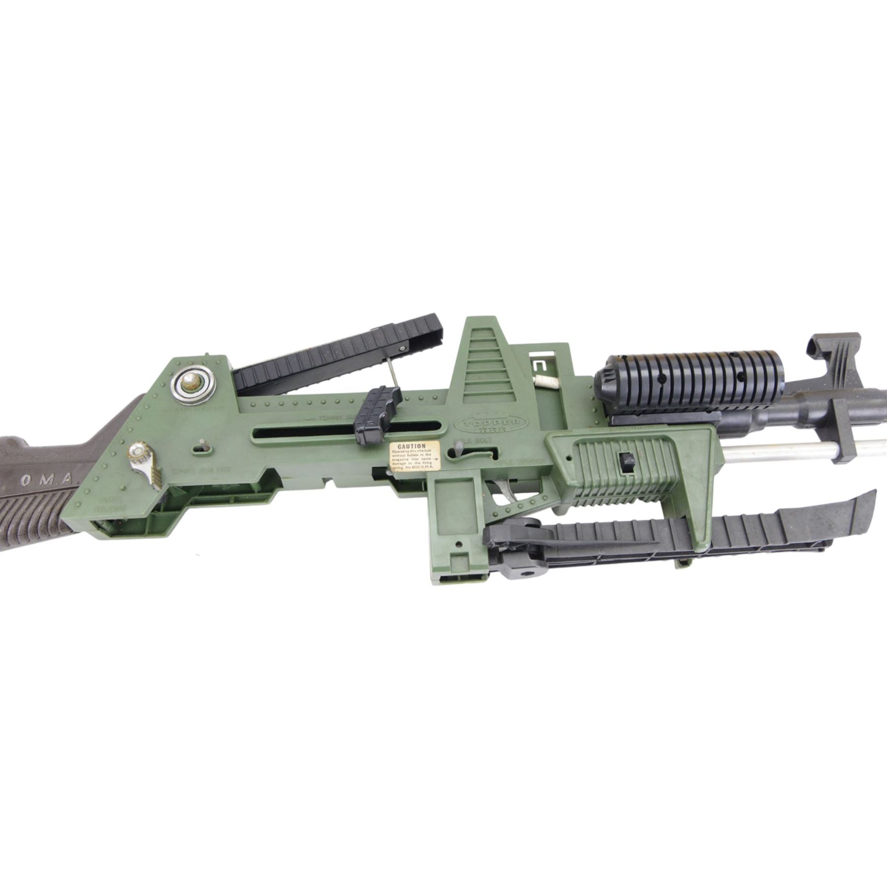 Topper Toys Johnny Seven 'OMA' One Man Army plastic gun with grenade, armour-piercing shell, anti-tank rocket and bipod, boxed