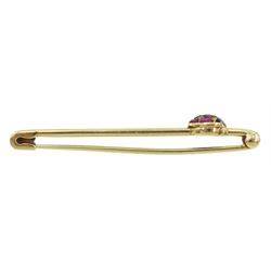 Late 19th/ early 20th century 14ct gold vari-cut ruby, diamond chip and enamel ladybird brooch