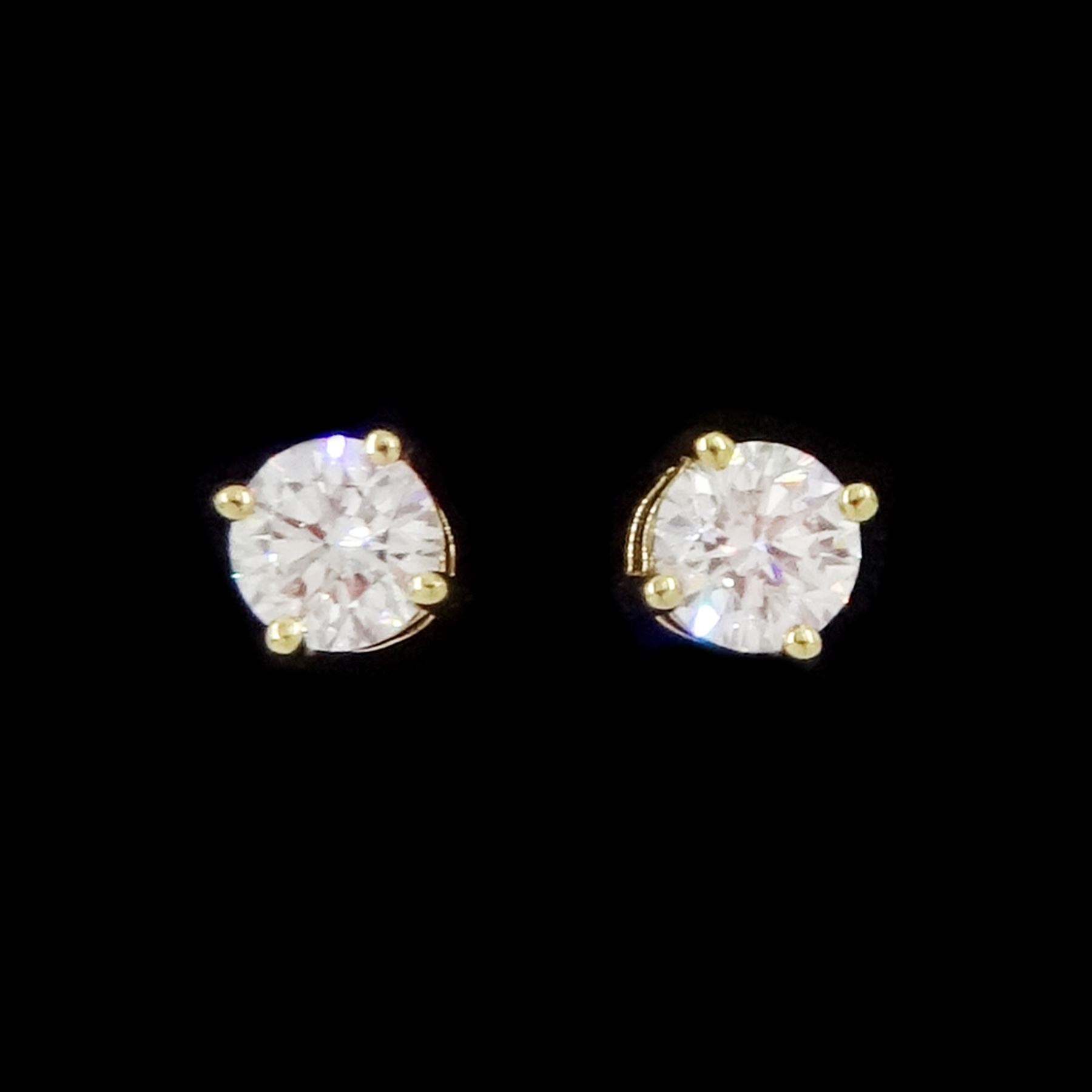 Pair of 9ct gold lab grown diamond stud earrings, stamped 375, total diamond weight approx 0.30 carat