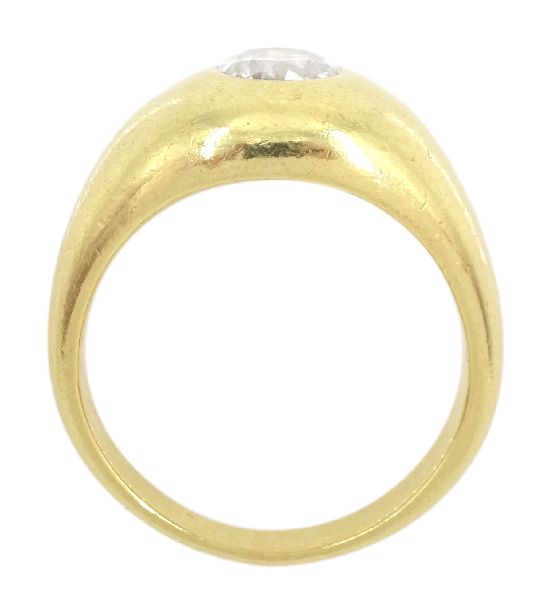 Early 20th century 18ct gold gypsy set, single stone transitional cut diamond ring, diamond approx 0.60 carat