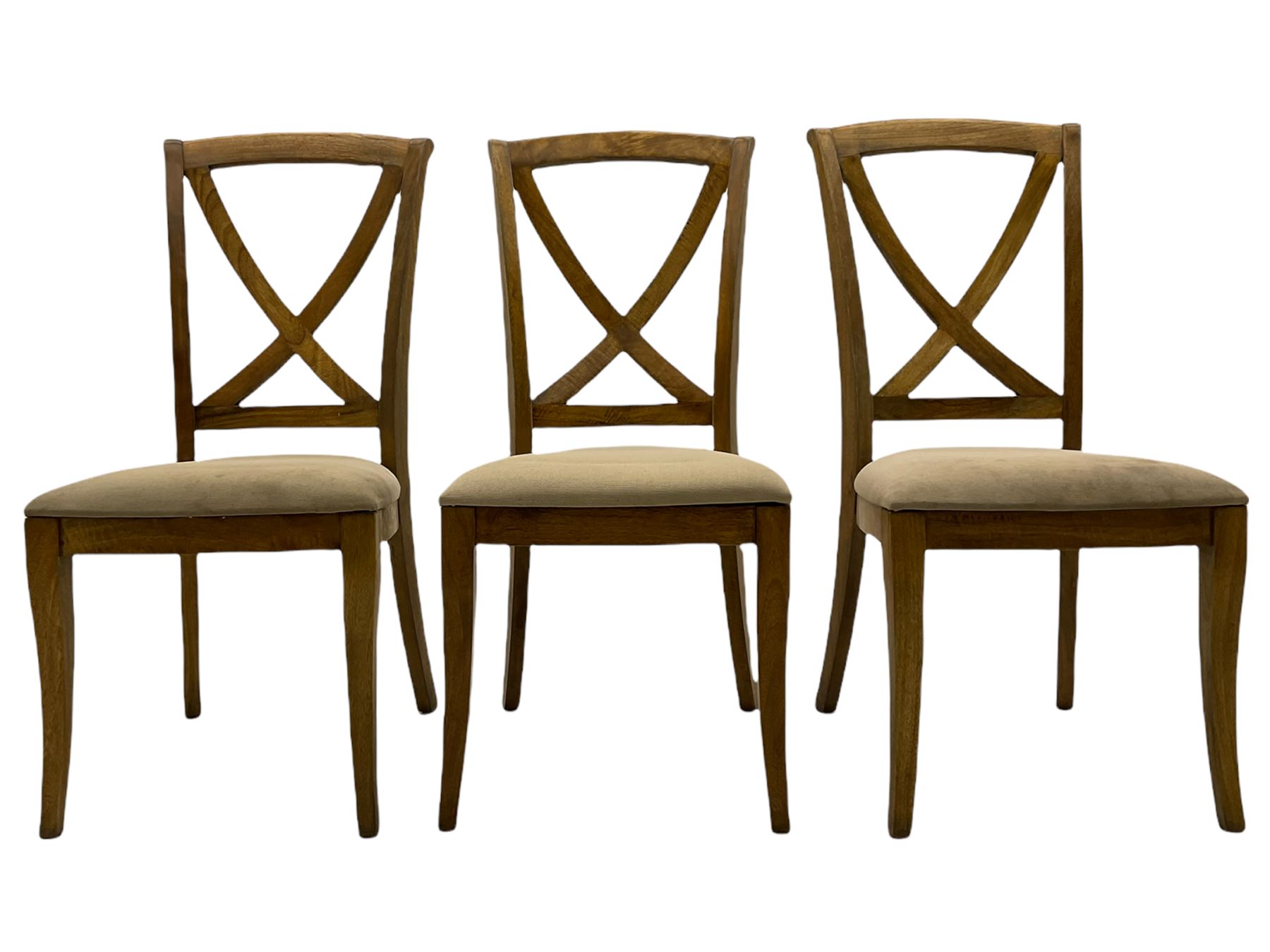 Willis & Gambier - mango wood and flagstone extending dining table with additional leaf, and set six dining chairs 