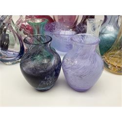 Collection of Caithness glass vases and dishes, to include mottled and swirl designs,  largest 20cm (23)