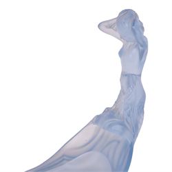 Walther & Sohne blue glass center piece modelled as a mermaid, H24cm 