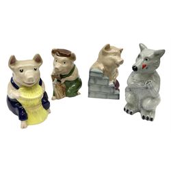 Wade Big Bad Wolf And Three Little Pigs membership figures comprising Big Bad Wolf, Brick House Pig, Straw House Pig and Wood House Pig