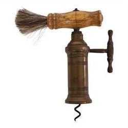 19th century Thomason Dowler style barrel shaped corkscrew the turned wooden handle with brush, rack and pinion action with sidewinder handle, marked Hill Newmarket, H14cm