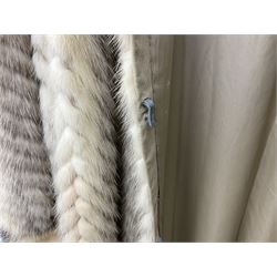 Saga mink full length fur coat, with chevron patterning to sleeves and body, with label to lined interior, approx size 12