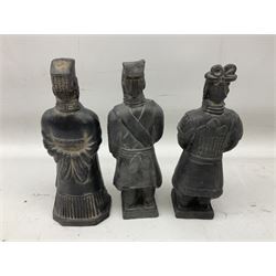 Five Chinese 'Terracotta Warrior' style figures, tallest H22cm