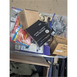 Collection of fly fishing equipment and similar, including Pflueger Summit 5 Fly Rod, Stimulator ST8605 Fly Rod, Power Plus Tiger Edition, Snowbee net and two others, Snowbee waders size 10, Abu Garcia 276Ui reel, Predator fly reel, Stealth Cassette 1 Fly Reel, etc 