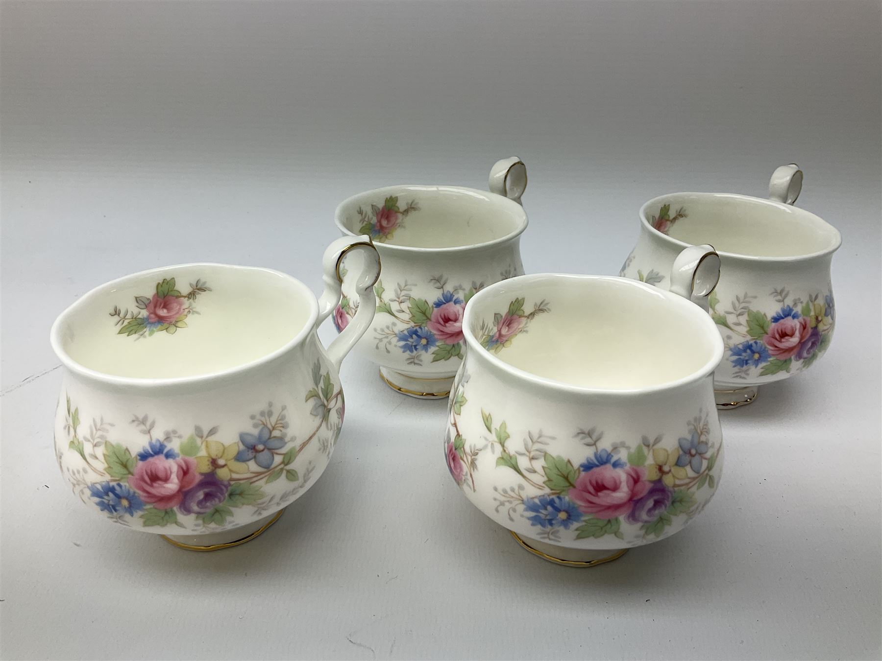 Royal Albert Colleen pattern tea ware comprising teapot, milk jug, sucrier, four cups and six saucers