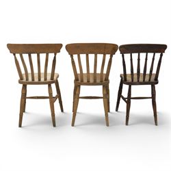 Six 19th century and later elm and beech farmhouse chairs