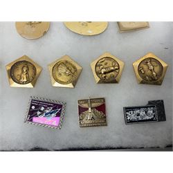 Twenty-six Russian Soviet Space badges 1960s/70s; in small display case