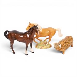 Beswick horse figure 1374, together with two other Beswick horses, Royal Dux Elephant and one other 