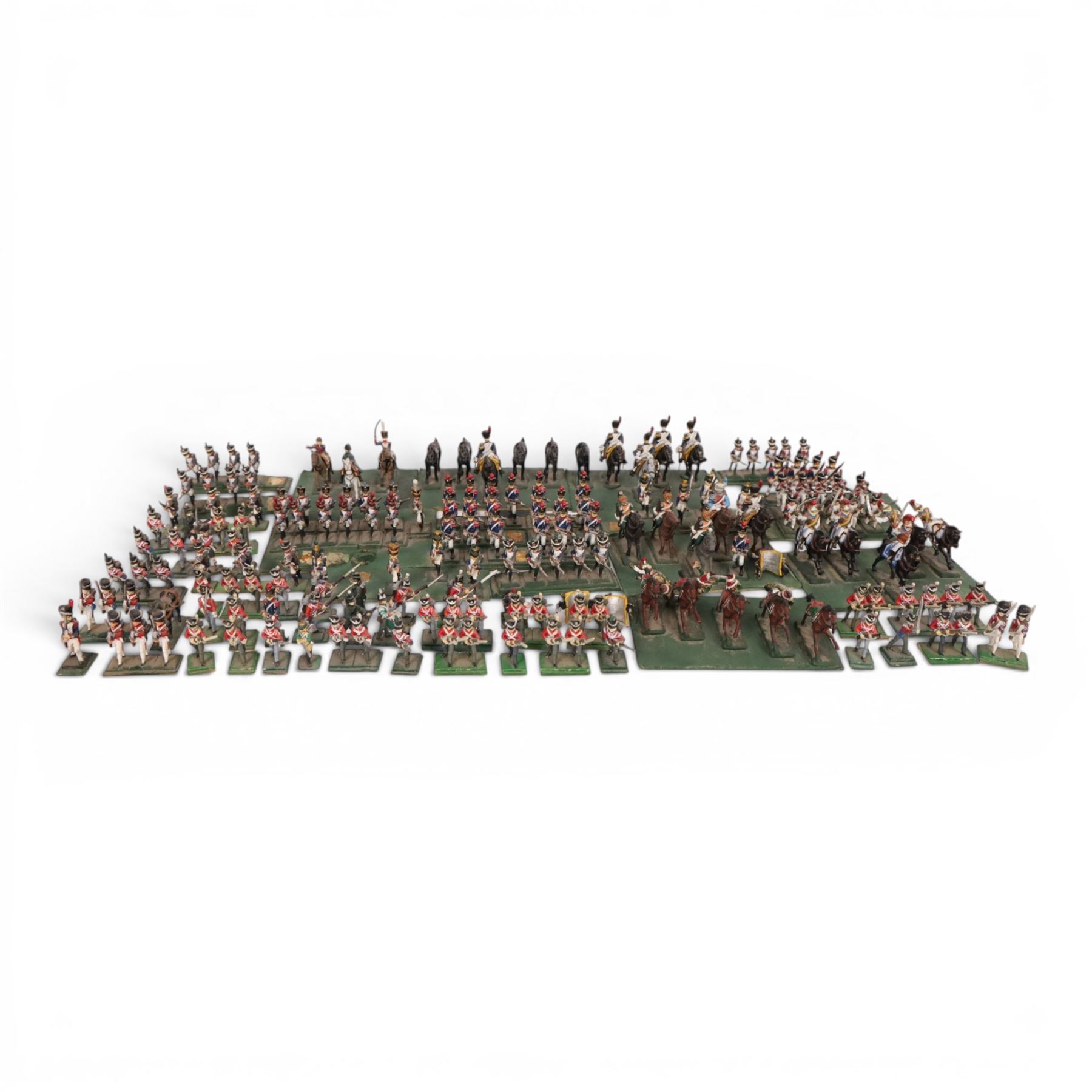 Collection of hand-painted 25-28mm lead soldiers, including Roman soldiers, Napoleonic Soldiers and Mounted Cavalry etc
