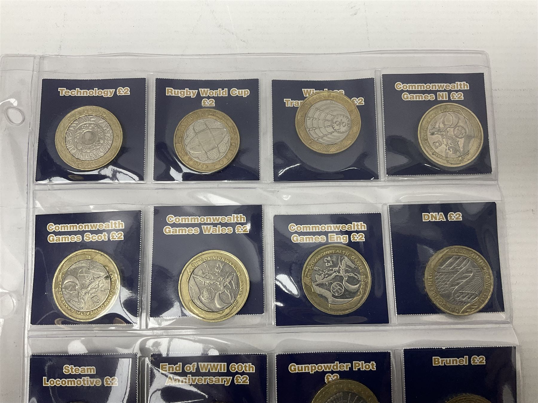 Mostly United Kingdom Queen Elizabeth II commemorative two pound  coins, including 2017 'Jane Austen', 2018 'Sea King', 2018 'Vulcan' etc face value of UK coins approximately 98 GBP