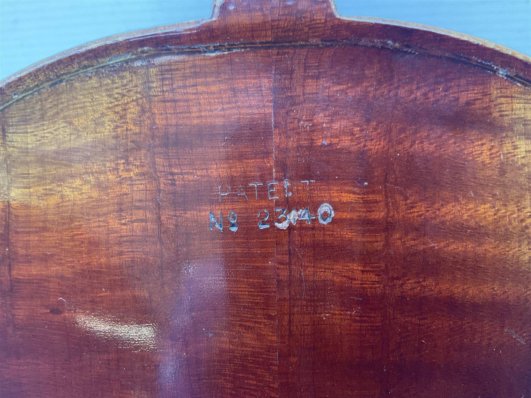 Saxony violin c1900 with 36cm two-piece maple back and ribs and spruce top; bears label 'Antonius Stradivarius Cremonensis Faciebat Anno 17**' L59cm overall; in carrying case