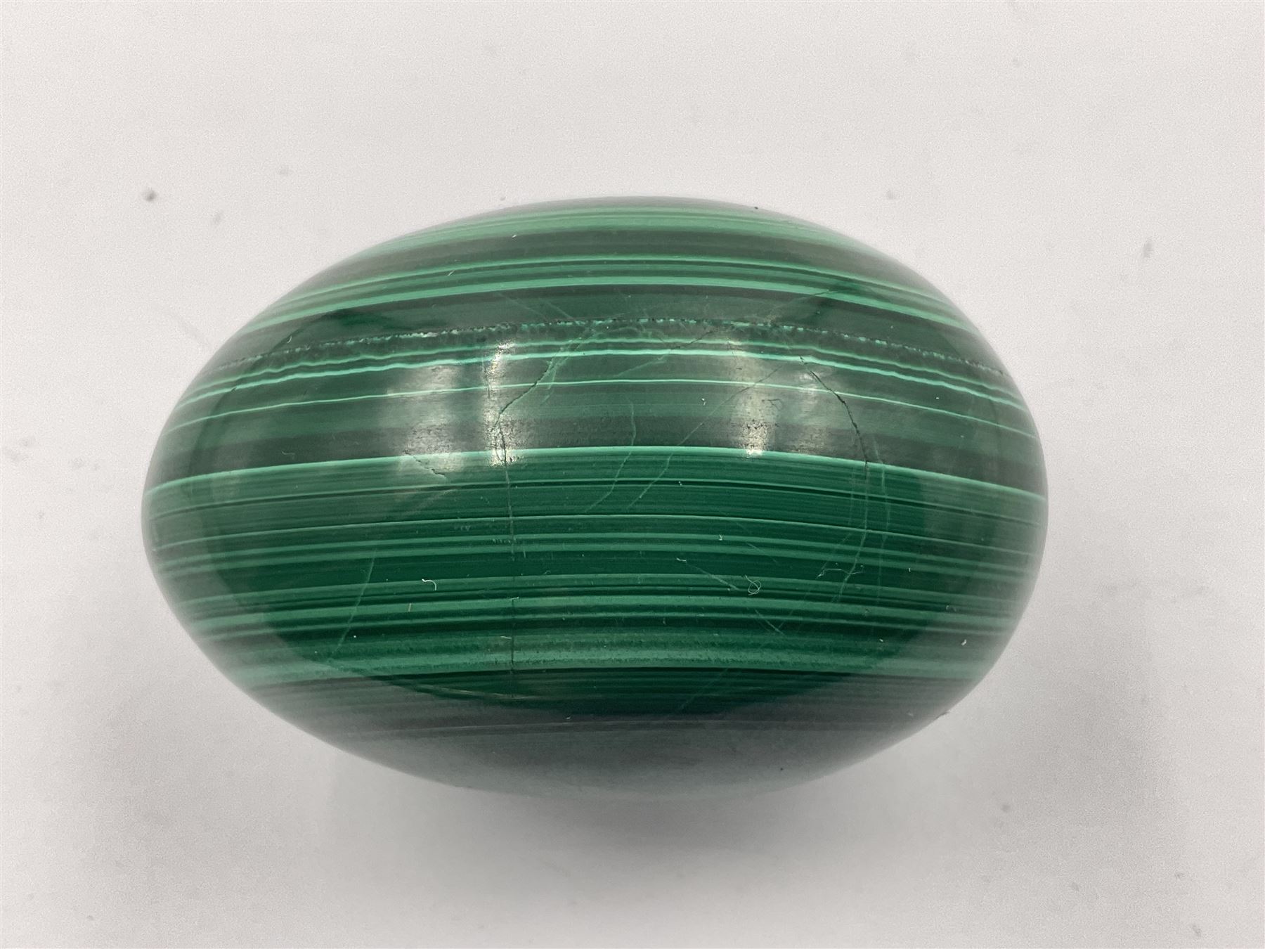 Three malicate specimen eggs, originally part of the collection of the late Stanley J Seeger, largest H7cm