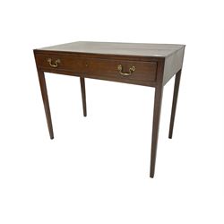 George III mahogany low-boy, fitted with single drawer, on square tapering supports