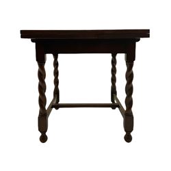 Early 20th century oak barley twist drawer-leaf dining table