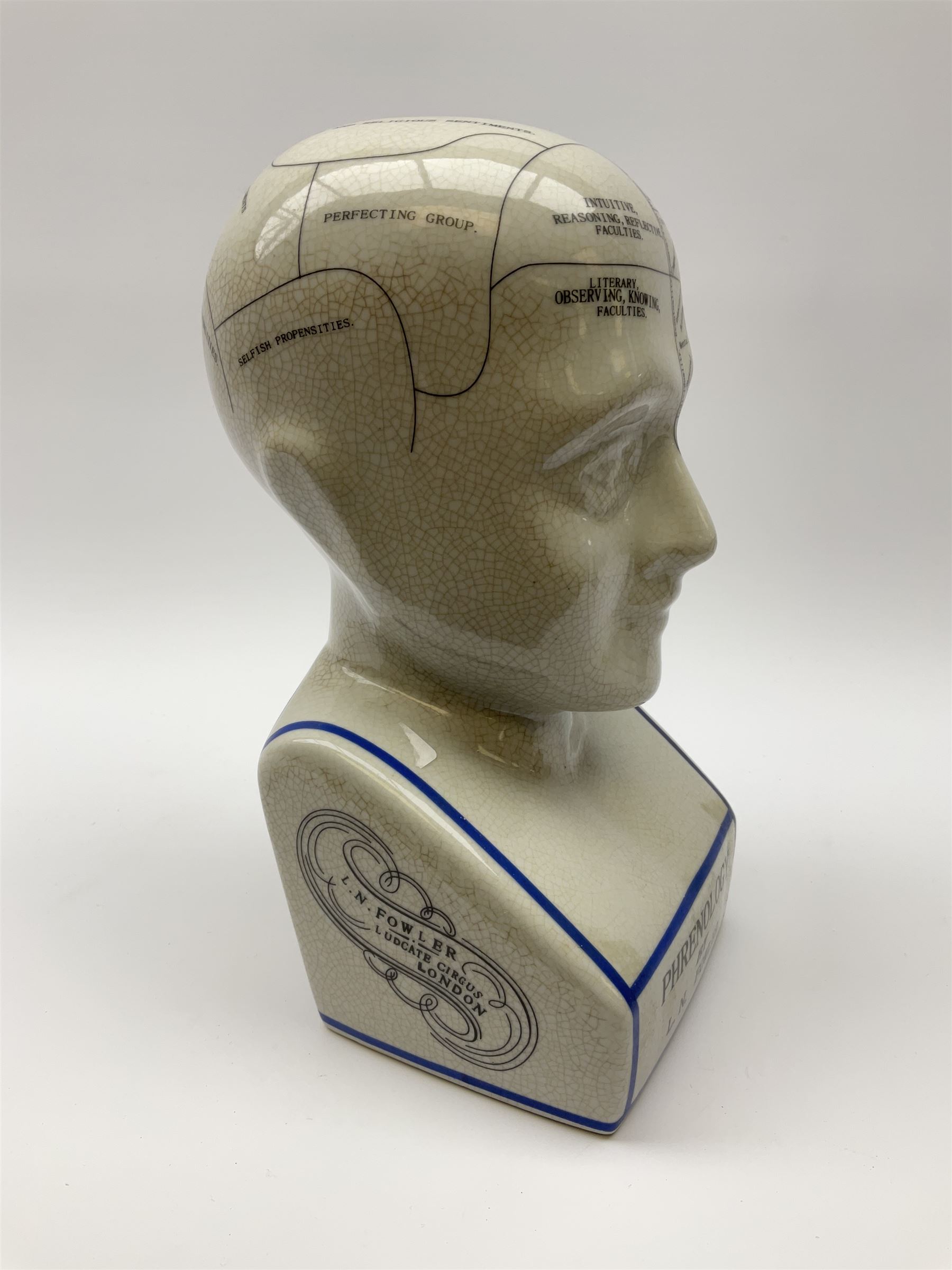 A Phrenology head detailed L.N. Fowler, H27.5cm. 