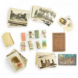 Collection of Kensitas silks, cigarette and trade cards, vintage postcards including humor...