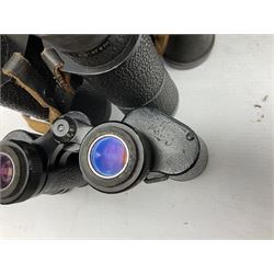 Twelve pairs of binoculars to include BWCF 7x35 Extra Wide Angle, Carl Zeiss Jena Delturis 8x24, Carl Zeiss Jena Jenoptem 8x30W, Chinon Countryman 10x50,  Ajax 8x30, Regent 16x50, etc,  some with cases