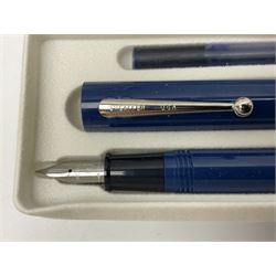 Group of Sheaffer fountain and ball point pens, to include three boxed duos