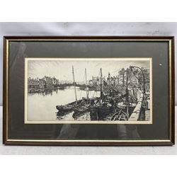 Kenneth Holmes (British 1902-1994): Whitby Swing Bridge, engraving signed 17cm x 35cm 