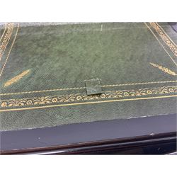 Victorian walnut writing slope, the box with parquetry and mother of pearl inlay decoration, L30cm D23cm H13cm