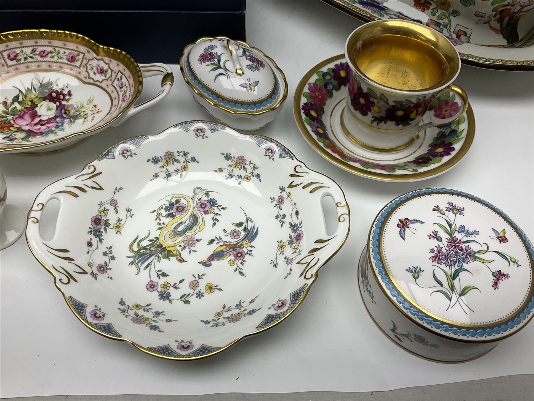 Copeland Spode tureen and platter, in peacock pattern, together with Herend Hungary trinket box and cover, Copeland vase and other ceramics 