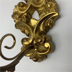 Pair of gilt wood single branch wall sconces, H40cm