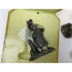 Twelve Franklin Mint pewter figures, to include some from the Cries of London series, together with a Franklin Mint 1937 Rolls Royce Phantom III pewter model and Danbury Mint Christmas bells
