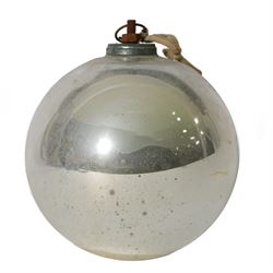 Two 19th century glass witches balls, D20cm